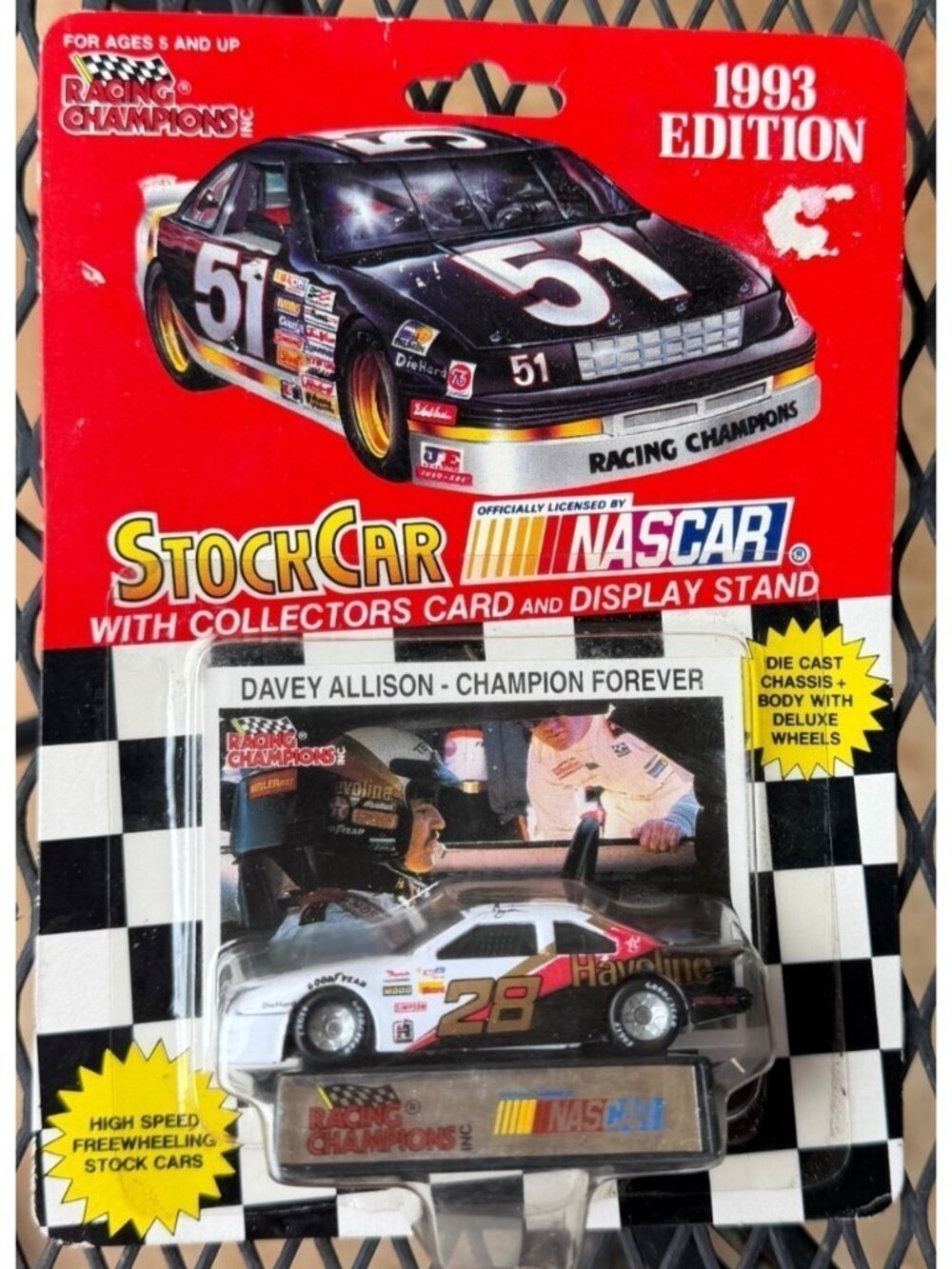 1:64 Scale Diecast Stock Car Display Stand Davey Allison Champion Forever #28